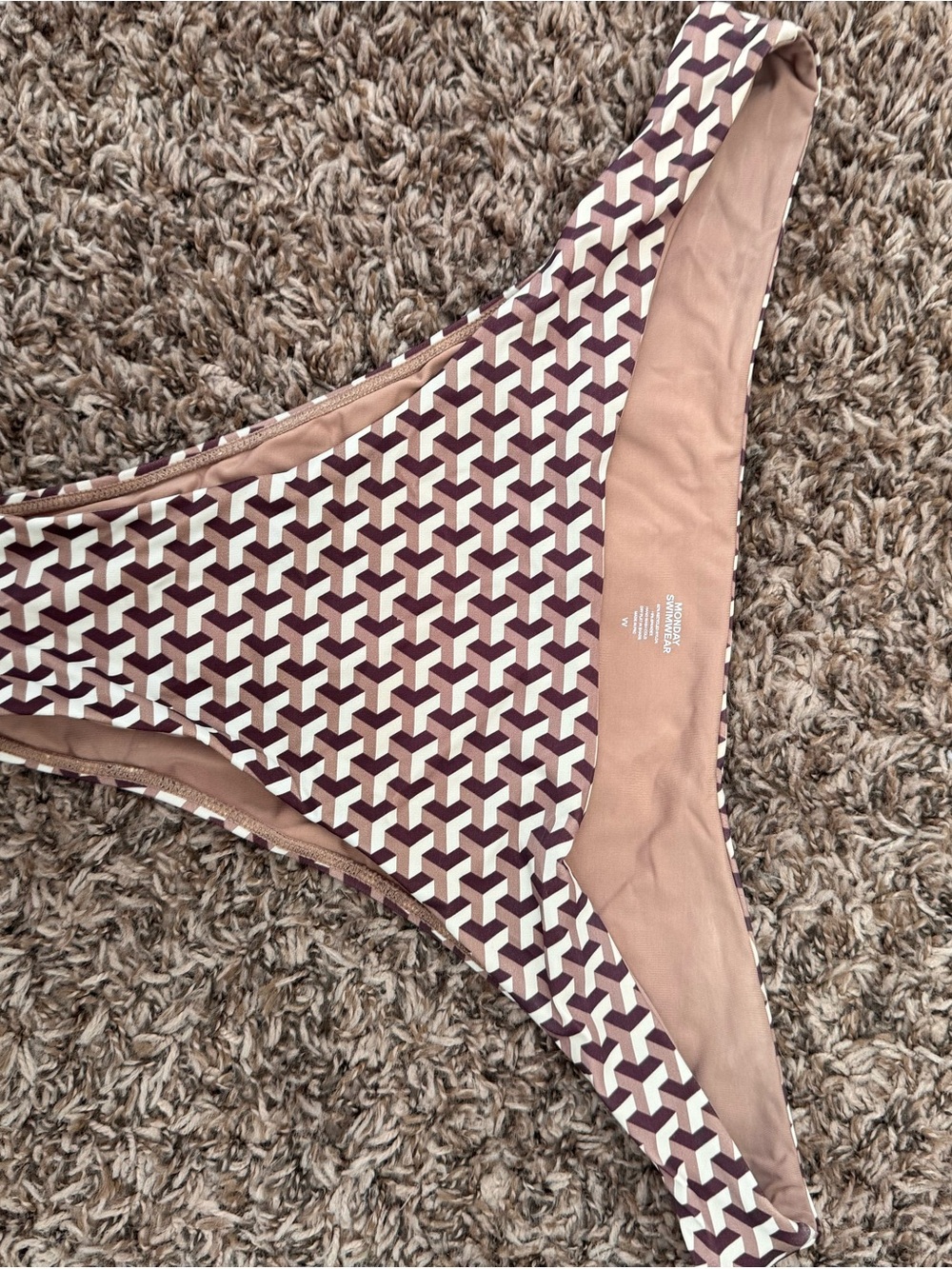 Monday Swimwear Mauve Geometric Bikini Bottom